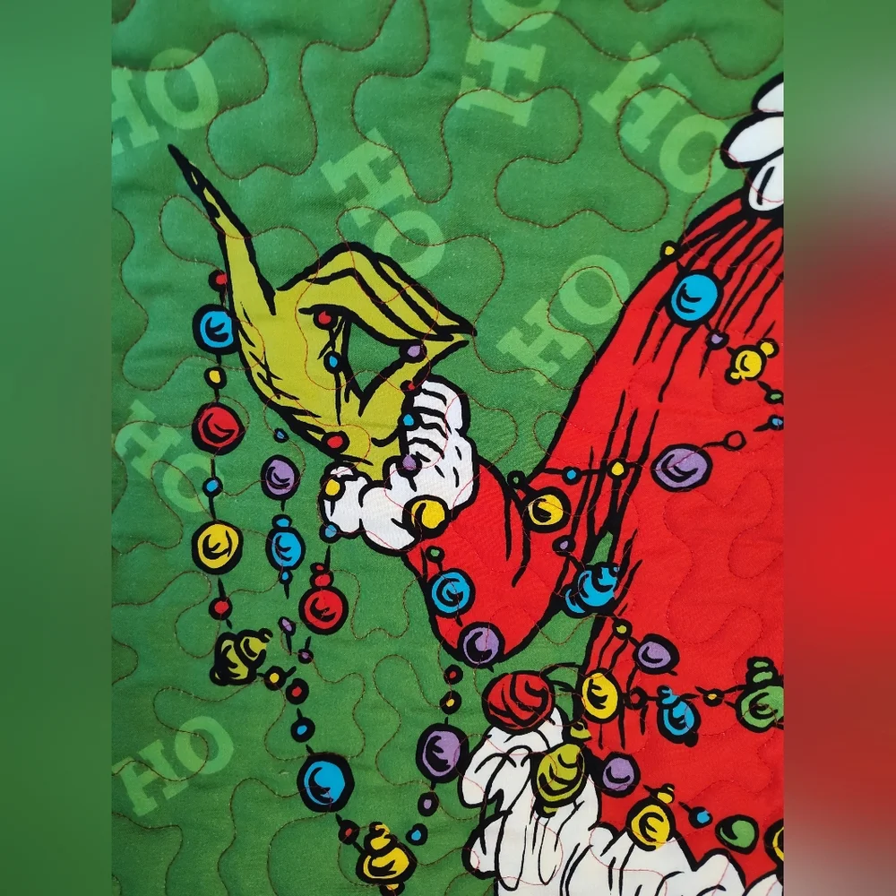 Christmas Grinch Quilt! New Handmade!  Child Size Throw / Wall Hanging 22